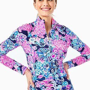 Lilly Pulitzer Justine Luxletic Crop Half Zip Large Turtle Amazement LAST 1